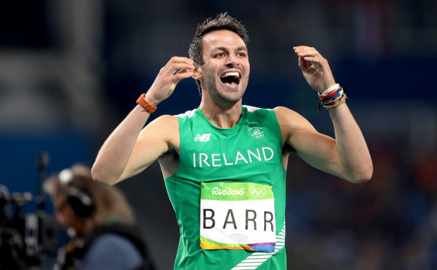 Thomas Barr celebrates coming first in his semi-final