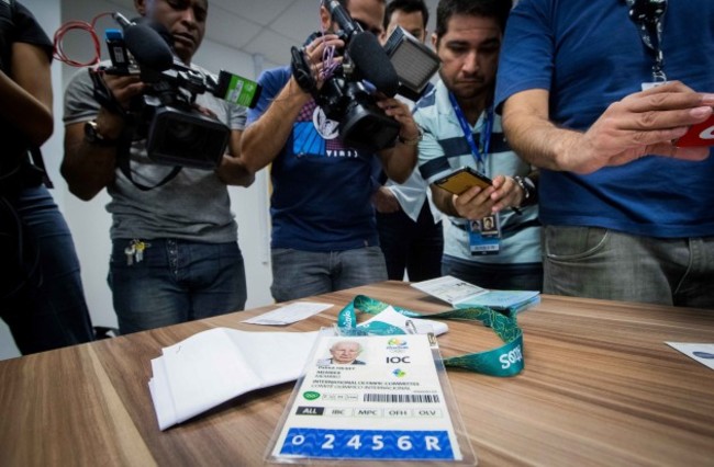 Items displayed on the desk where police held a press conference today