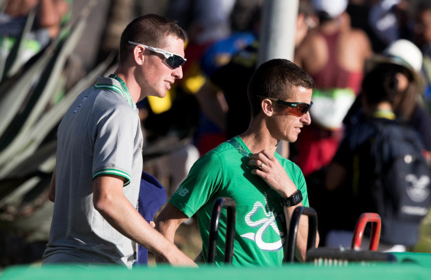 Brendan Boyce and Rob Heffernan watch the race