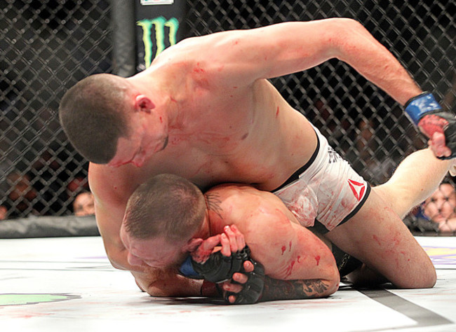 Nate Diaz in action against Conor McGregor