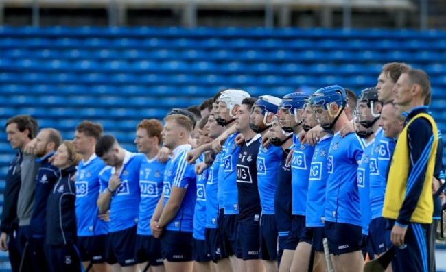 The Dublin team stand for The National Anthem