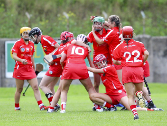 Cork players celebrate at the end