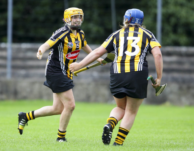 Keeva Fennelly celebrates scoring a goal with Ciara Holden