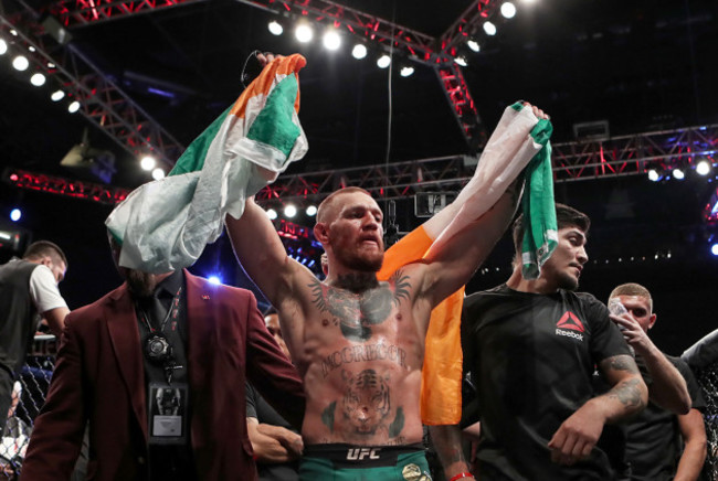 Conor McGregor celebrates winning