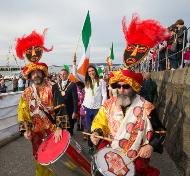 25th August 2016 - Dun Laoghaire - Olympic sailing silver medalist Annalise Murphy pictured at her homecoming celebrations in Dun Laoghaire with Councillor Cormac Devlin, Cathaoirleach of Dun Laoghaire Rathdown County Council. &copy; Photo by Peter Cavanagh -