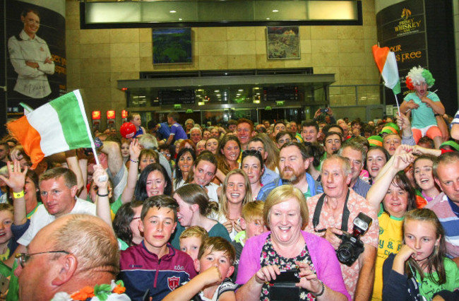 A general view of fans attending the homecoming at Cork Airport