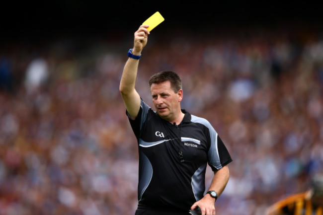 Brian Gavin issues a yellow card