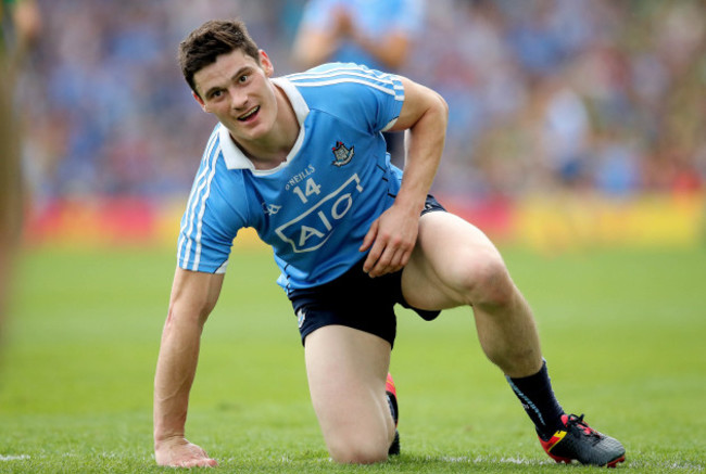 Diarmuid Connolly reacts after kicking his side into a two point lead