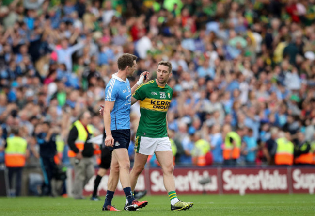 Dean Rock with Marc Ó Sé after the game