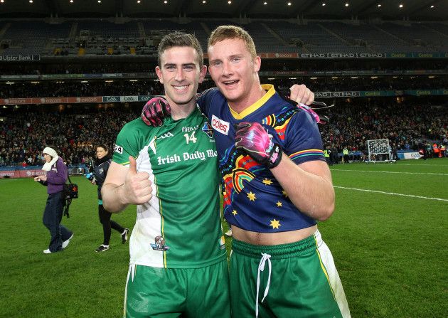 Paddy McBrearty and Ciaran Kilkenny celebrate