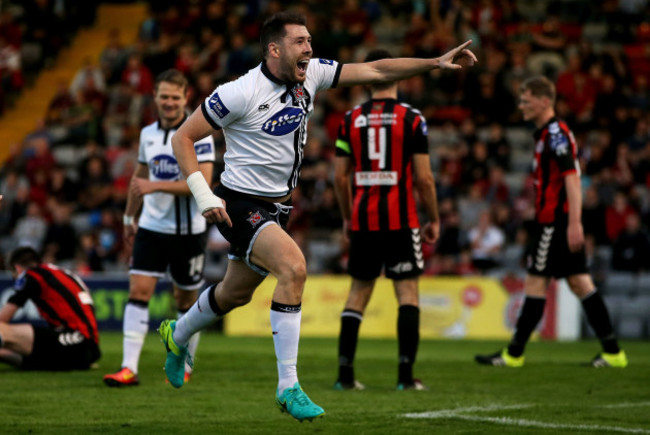 Brian Gartland celebrates his goal