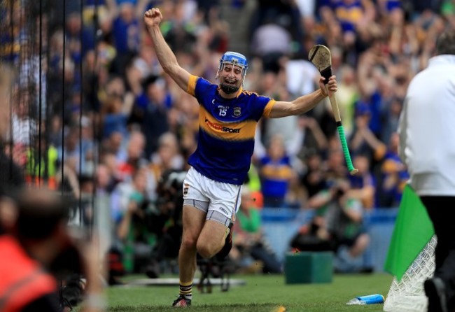 John McGrath celebrates scoring his sides second goal