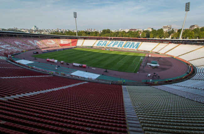 A view of Stadion FK Crvena Zvezda ahead of Ireland training