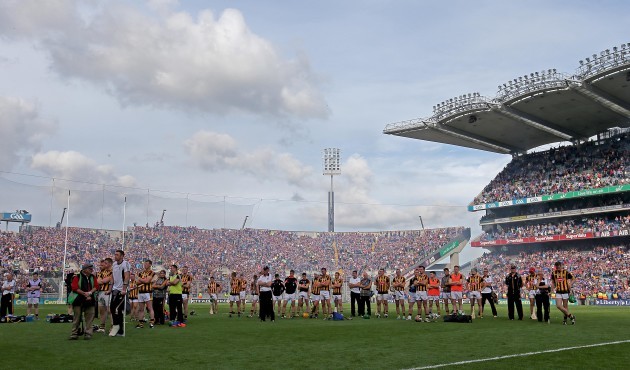The Kilkenny team stand dejected at the end of the game