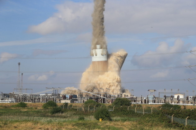 Power station chimney demolition
