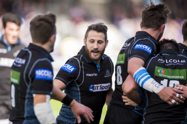 Tommy Seymour celebrates his try