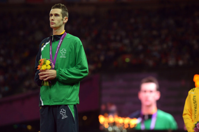 Michael McKillop celebrates winning gold