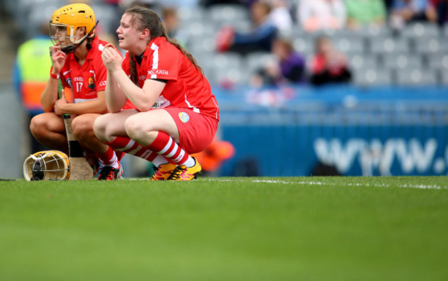 Amy Lee and Libby Coppinger dejected after the game