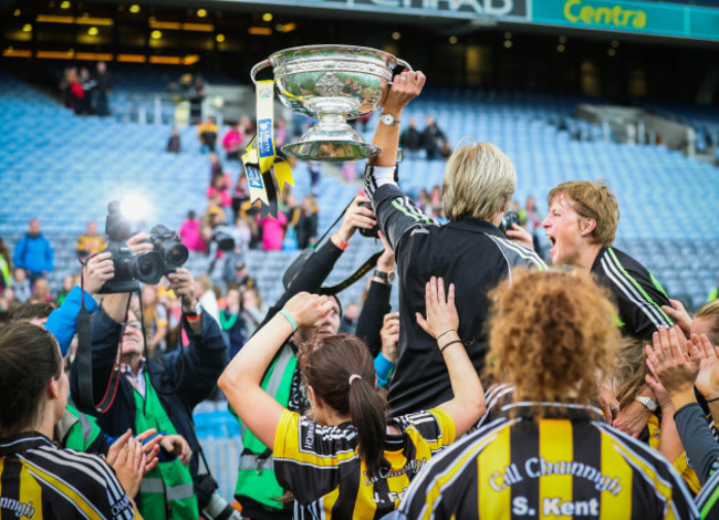 Ann Downey celebrates with The O'Duffy Cup