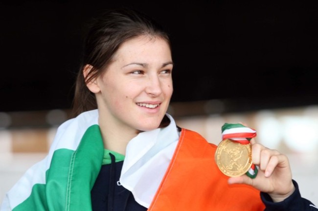 Katie Taylor arrives home