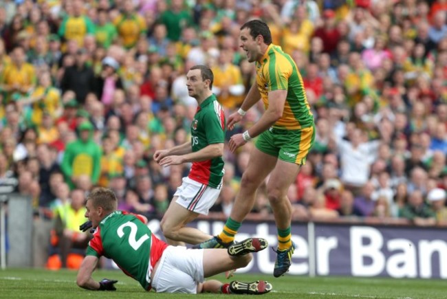 Michael Murphy watches his goal hit the net