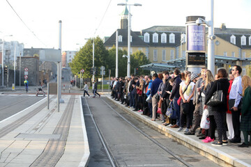 15/09/2016. Bus Strike Action. Pictured people wai