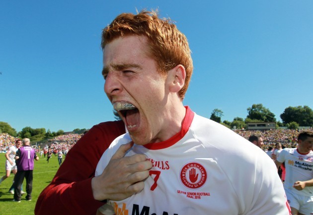 Peter Harte celebrates at the final whistle