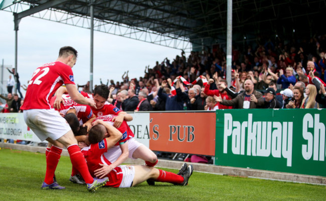 St. Patricks celebrate scoring their second goal