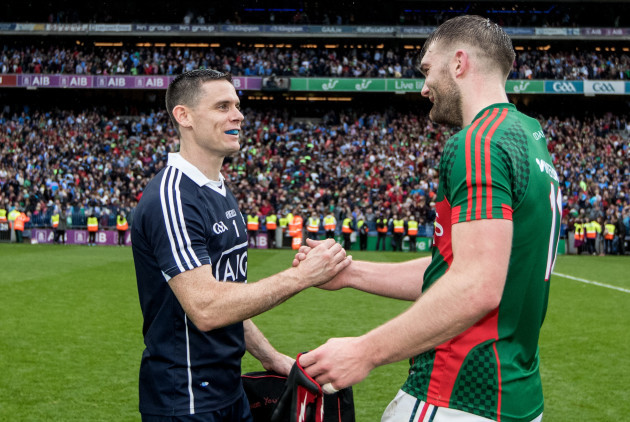 Stephen Cluxton and Aidan O’Shea after the game