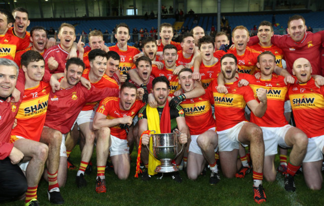 Castlebar Mitchels players celebrate with the cup