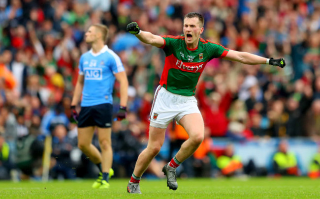 Cillian O’Connor celebrates scoring the equalising point