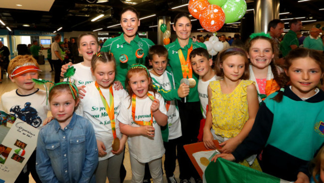 Katie-George Dunlevy and Eve McCrystal with family