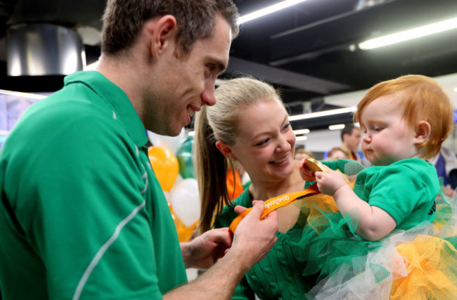 Jason Smyth with his wife and daughter Elise and Evie