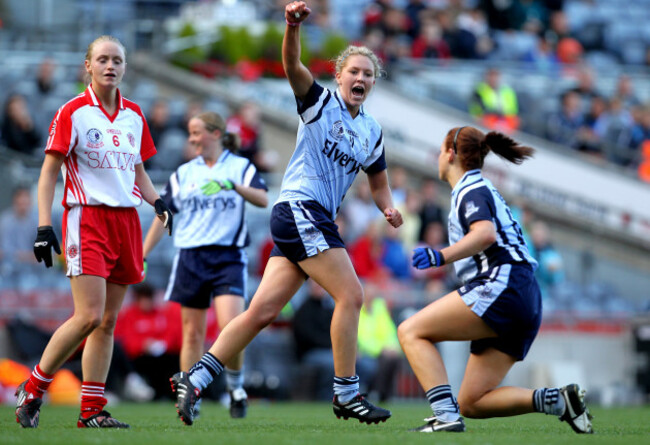 Amy McGuinness celebrates a second half score