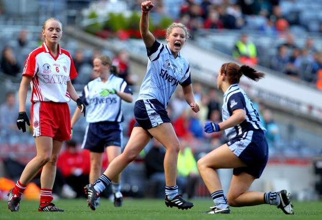 Amy McGuinness celebrates a second half score