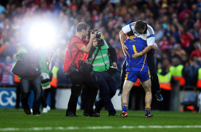 Davy Fitzgerald celebrates with Patrick Kelly