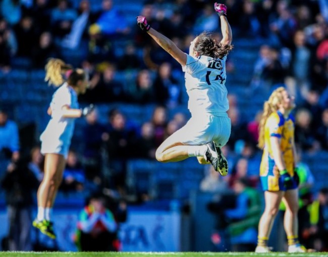 Noelle Earley celebrates at the end of the game