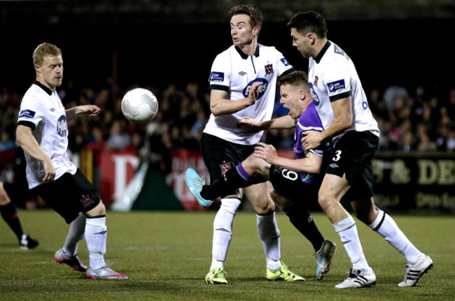 Daryl Horgan, Ronan Finn and Brian Gartland tackle Danny North