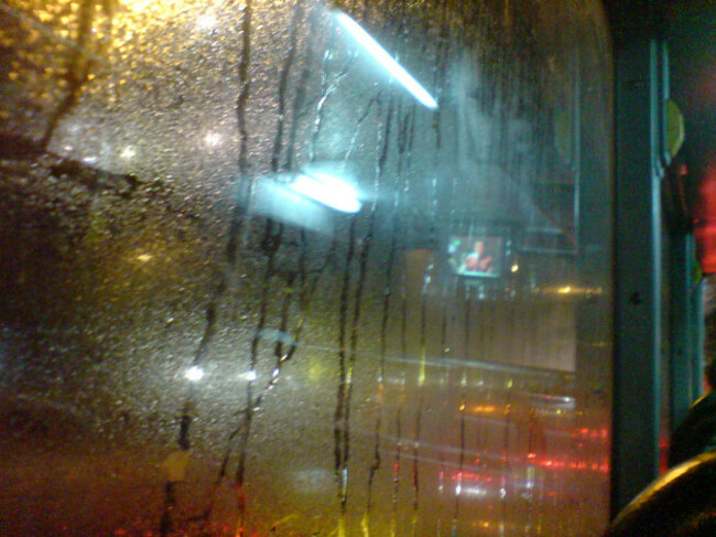 Condensation inside the air-conditioned bus