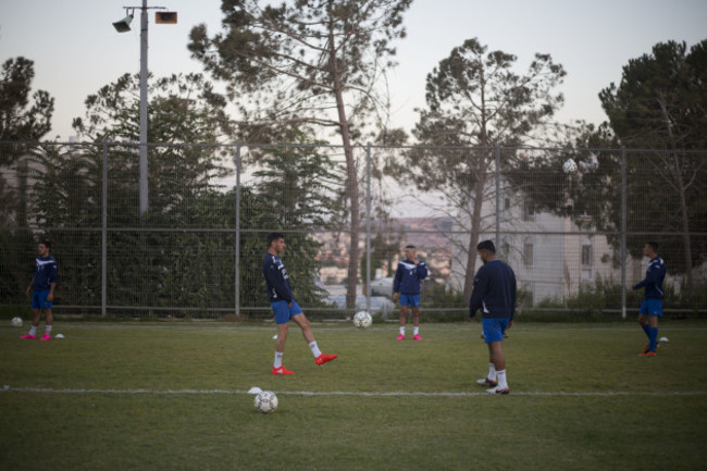 Mideast Israel Palestinians Settlement Soccer