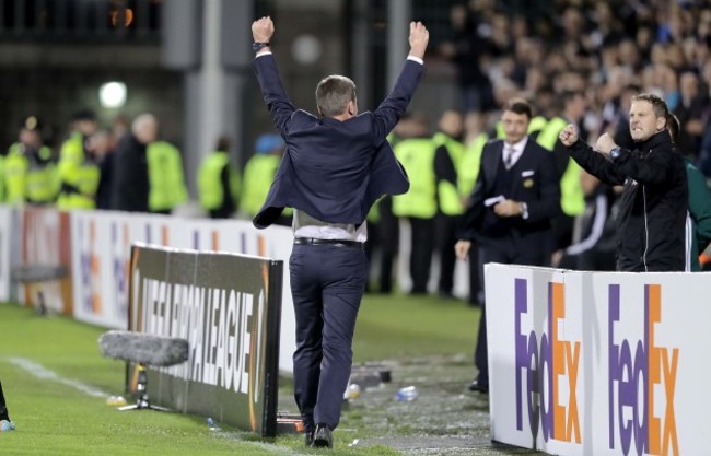 Dundalk manager Stephen Kenny celebrates the final whistle