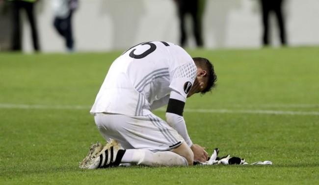 Maccabi Tel Aviv goalkeeper Predrag Rajkovic after the final whistle