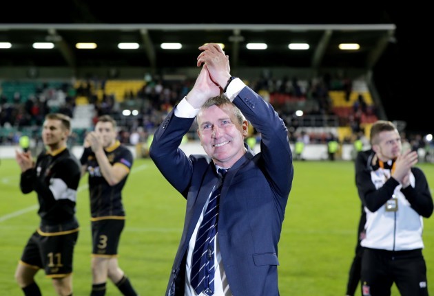 Dundalk manager Stephen Kenny celebrates after the game