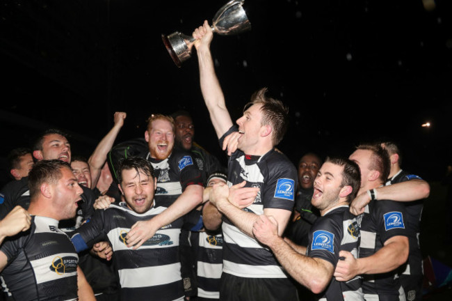 Old Belvedere celebrate winning the Leinster League