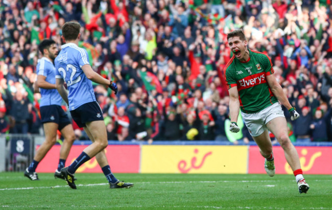 Lee Keegan celebrates scoring a goal