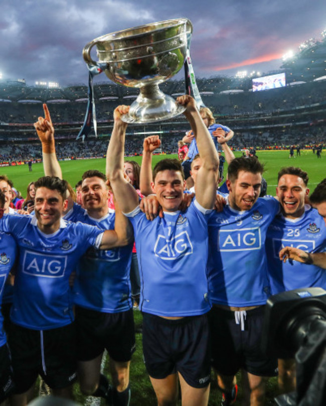 Diarmuid Connolly celebrates with the Sam Maguire