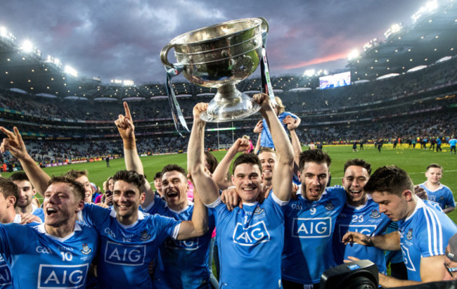 Diarmuid Connolly celebrates with the Sam Maguire