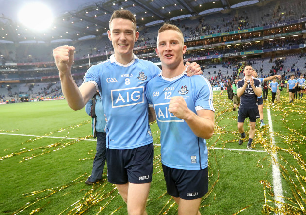 Brian Fenton and Ciaran Kilkenny celebrate after the game