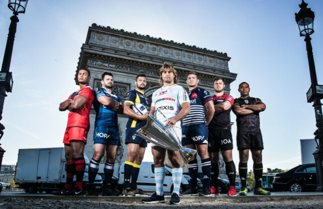 Thierry Dusautoir, Rodrigo Capo Ortega, Damien Chouly, Pascal Pape, Dimitri Szarzewski, Louis-Benoit Madaule, Duane Vermeulen and Akapusi Qera