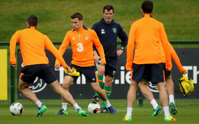 Seamus Coleman and Roy Keane